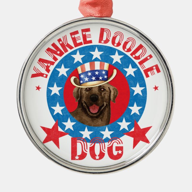 Patriotic Chocolate Lab Julgransprydnad Metall (Framsidan)