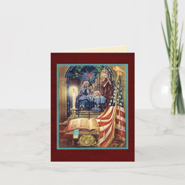 Patriotic Christian American Christmas Kort (Framsida)