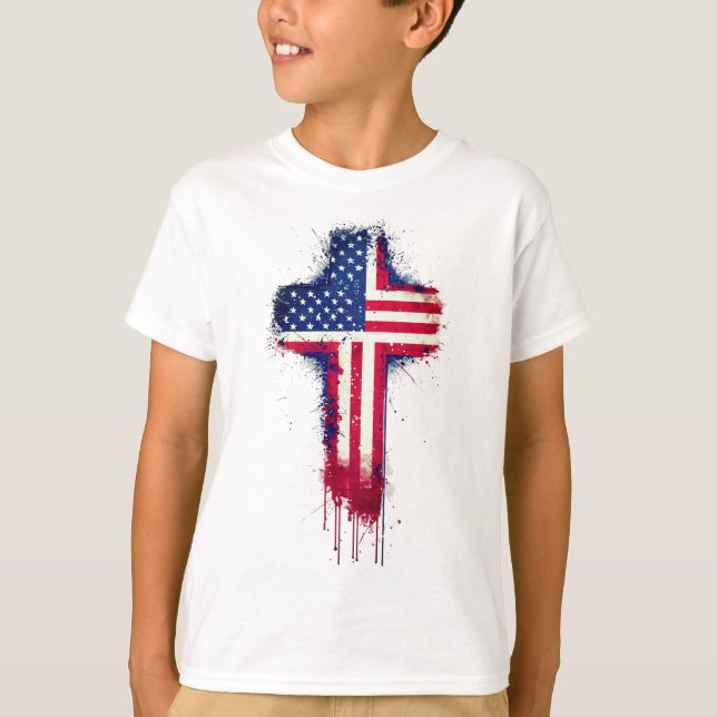 "Patriotic Christian American Kor T Shirt (Framsida)