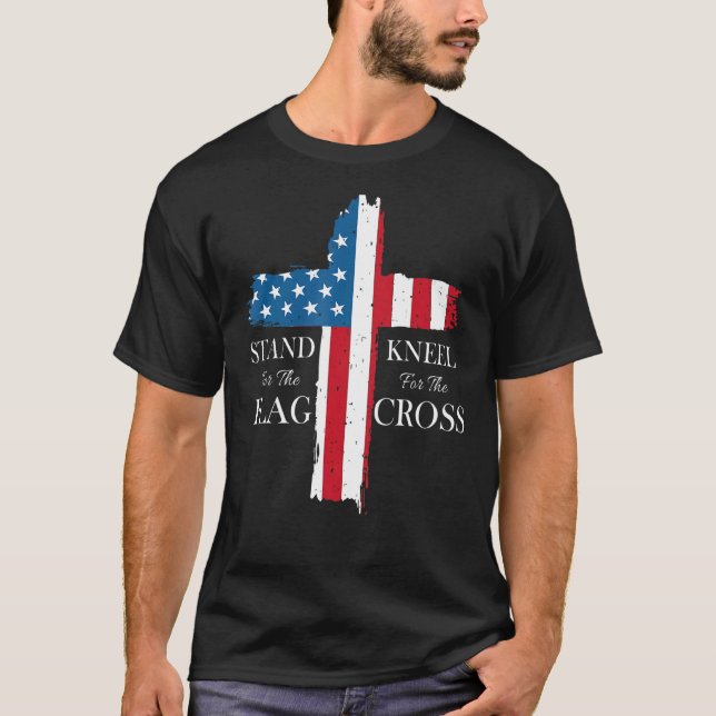 Patriotic Christian American Usa stand for Flagga  T Shirt (Framsida)