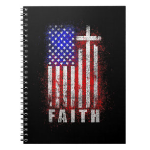 Patriotic Christian Faith Kärlek Jesus American Fl Anteckningsbok