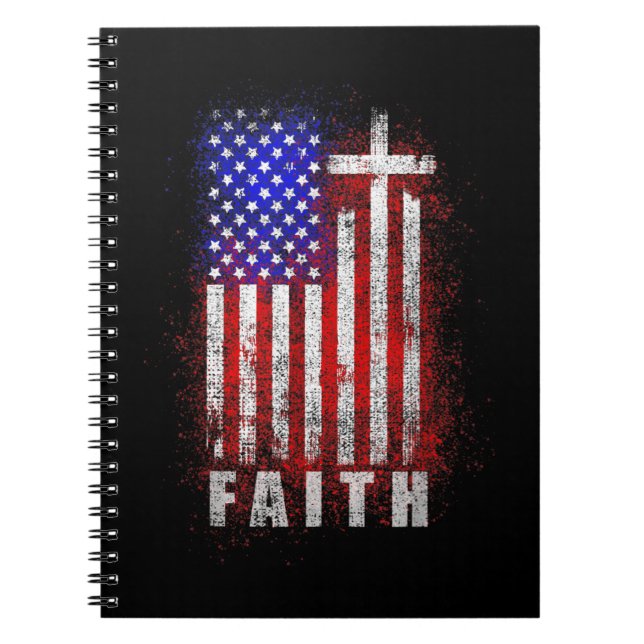 Patriotic Christian Faith Kärlek Jesus American Fl Anteckningsbok (Framsidan)