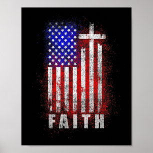 Patriotic Christian Faith Kärlek Jesus American Fl Poster