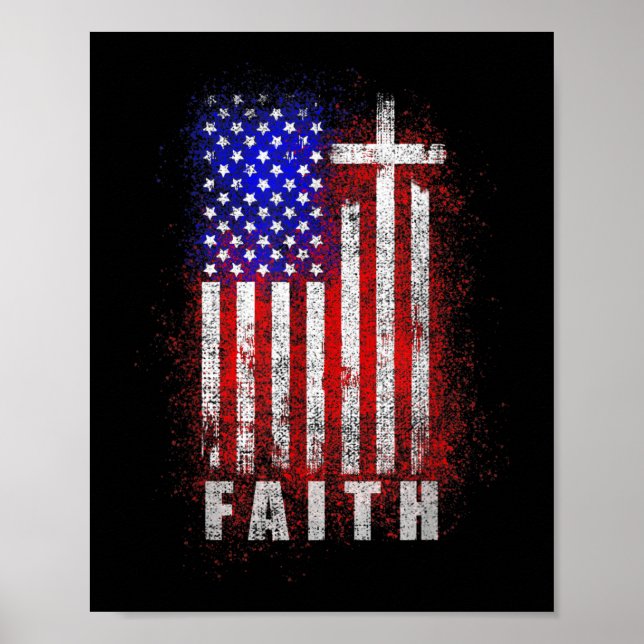 Patriotic Christian Faith Kärlek Jesus American Fl Poster (Framsidan)