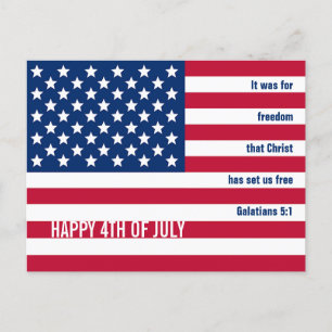 Patriotic Christian USA 4 juli Helg Vykort