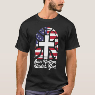 Patriotic Christian Usa Karta Us Flagga One Nation T Shirt