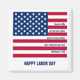 Patriotic Christian USA LYCKLIG LABOR DAY Magnet