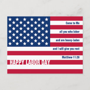 Patriotic Christian USA LYCKLIG LABOR DAY Vykort