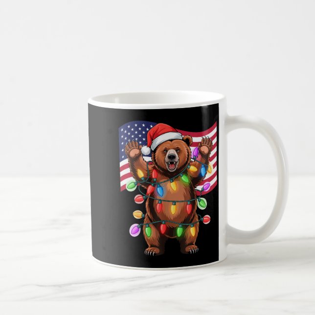Patriotic Christmas Grizzly Bear Holiday Light San Kaffemugg (Höger)