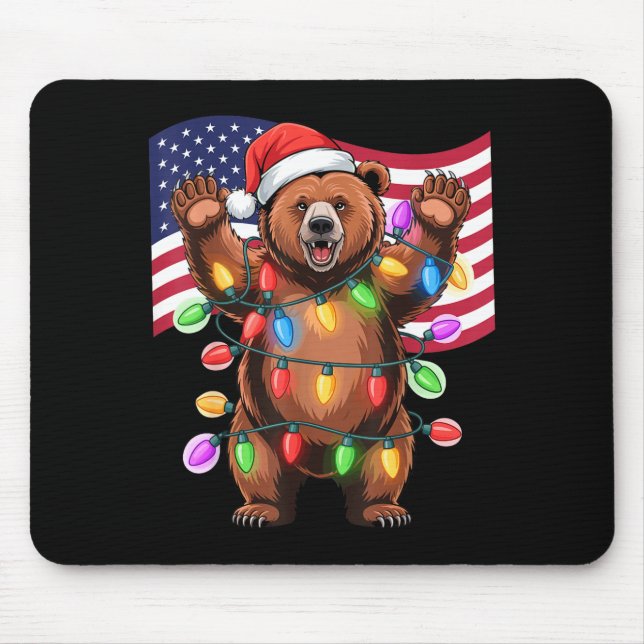 Patriotic Christmas Grizzly Bear Holiday Light San Musmatta (Framsidan)