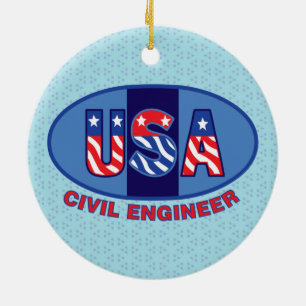 Patriotic Civil Ingenjör Julgransprydnad Keramik