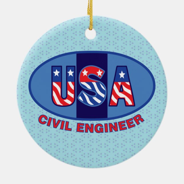 Patriotic Civil Ingenjör Julgransprydnad Keramik (Baksidan)