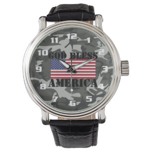 Patriotic Classic och mäktiga Välsigna dig Amerika Armbandsur