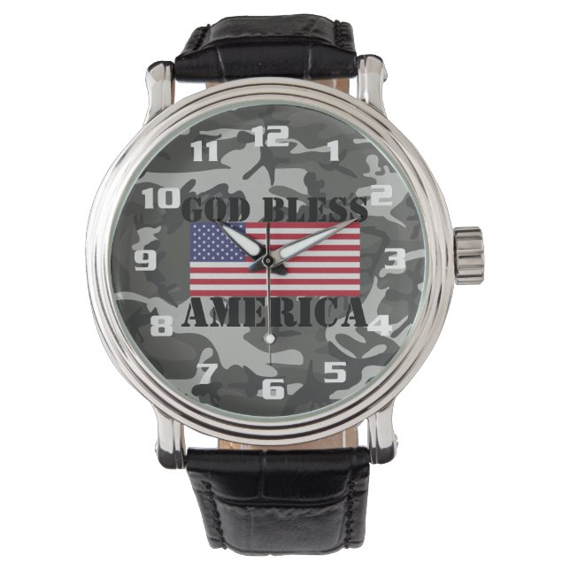 Patriotic Classic och mäktiga Välsigna dig Amerika Armbandsur (Framsida)