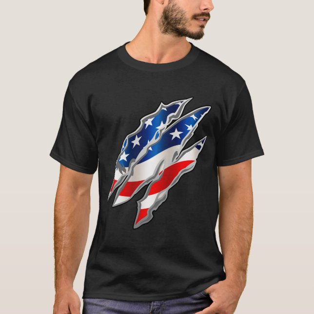 Patriotic Clawmarks T-Shirt (Framsida)