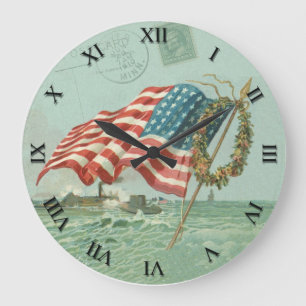 Patriotic Clock - Flagga och heder Stor Klocka