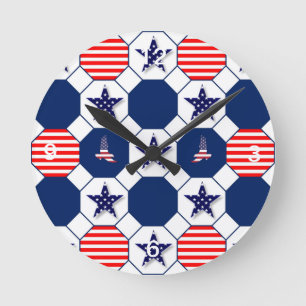 Patriotic Clock med nummer Rund Klocka