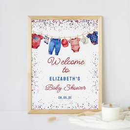 Patriotic Clothesline All American Shower Välkomme Poster