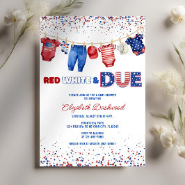Patriotic Clothesline Red White & due Baby Shower Inbjudningar