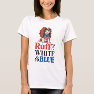Patriotic Cocker Spain Ruff White & Blue T Shirt