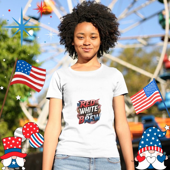 Patriotic Coffee Älskare Dream Red White och Brew T Shirt (Skapare uppladdad)