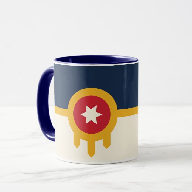 Patriotic Combo Mugg med flagga Tulsa, Oklahoma (Framsida vänster)