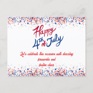 Patriotic Confetti 4 juli Firande Helg Vykort