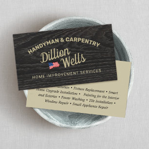 Patriotic Construction Handyman Carpentry Wood Visitkort