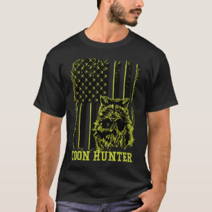 Patriotic Coon Hunter Raccoon American Flagga T Shirt