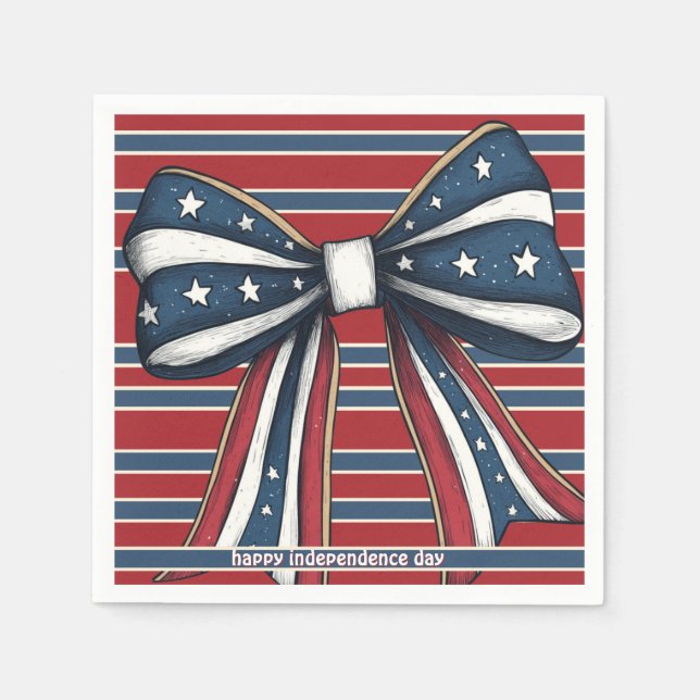 Patriotic Coquette Bow med Stars och stripes Pappersservett (Framsidan)