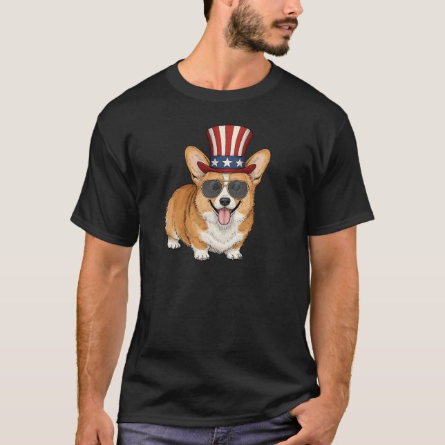 Patriotic Corgi i Stil T Shirt (Framsida)