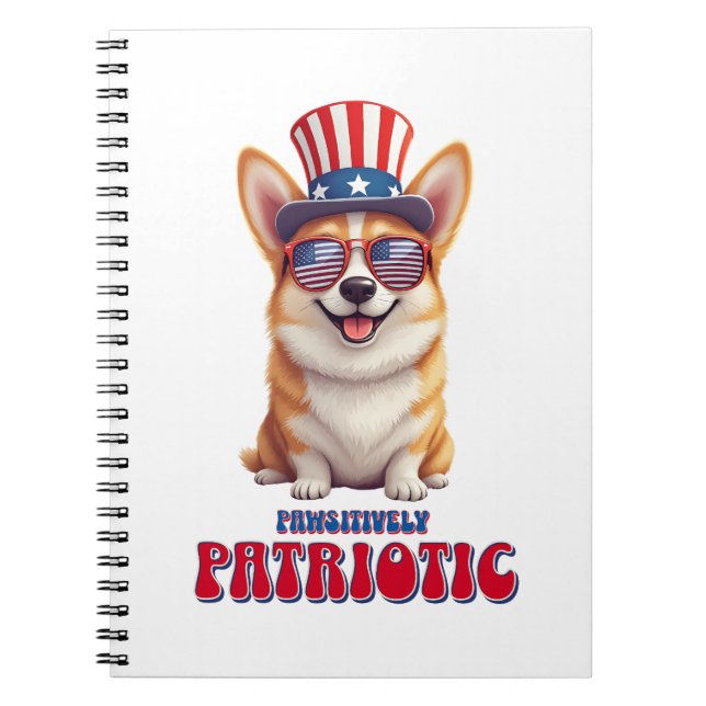 Patriotic Corgi - Pawsitively Patriotic Anteckningsbok (Framsidan)