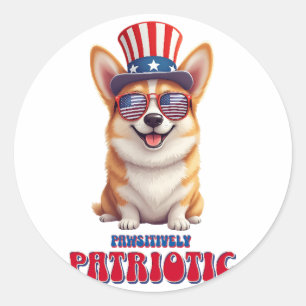 Patriotic Corgi - Pawsitively Patriotic Runt Klistermärke