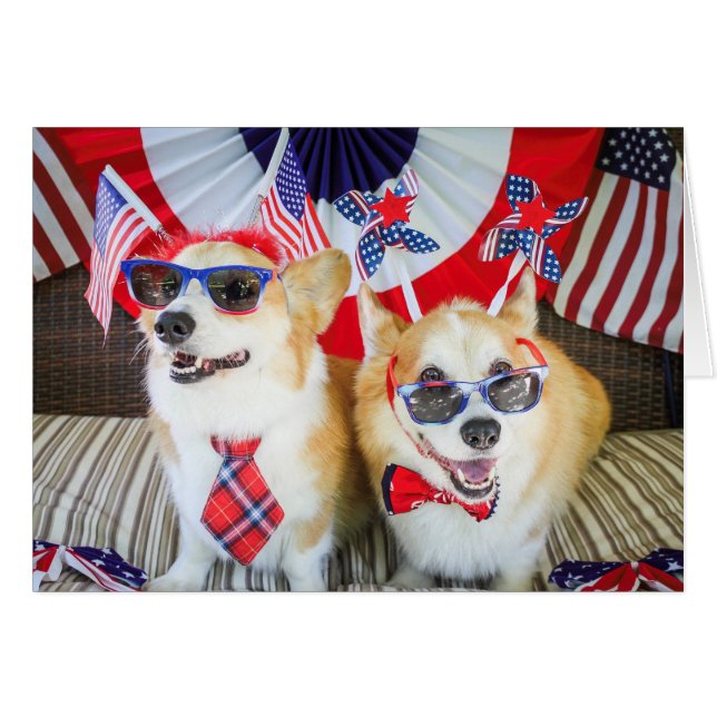 Patriotic Corgis-blankkort Hälsningskort (Framsidan Horizontal)