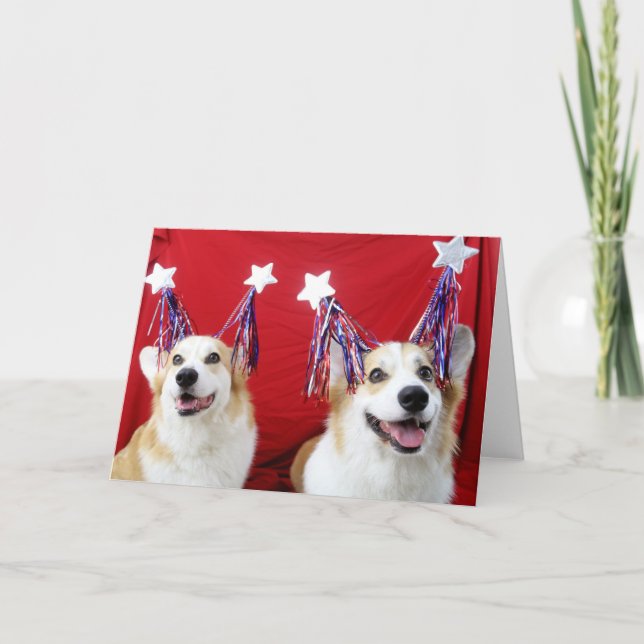 Patriotic Corgis Greeting Card och Kuvert Helgkort (Framsida)