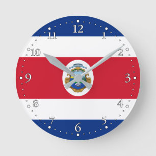 Patriotic Costa Rica Flagga Rund Klocka