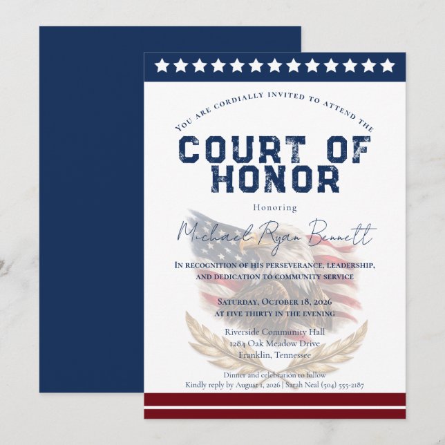 Patriotic Court of Honor Invitation Inbjudningar (Fram/baksida)