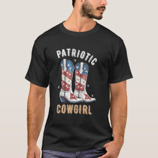 Patriotic Cow Boots American Flag July 4Th Of July T Shirt