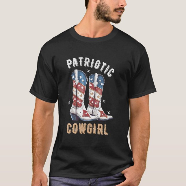 Patriotic Cow Boots American Flag July 4Th Of July T Shirt (Framsida)