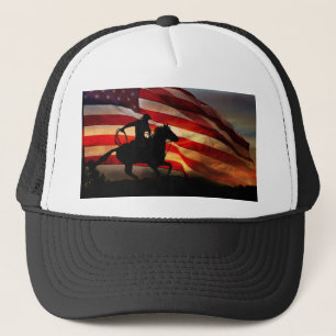 Patriotic Cowboy Land Western Roper Horse Keps