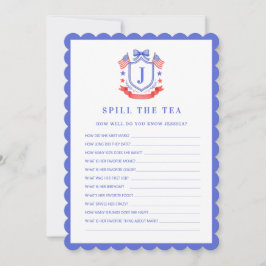 Patriotic Cre | Spill the Tea | Bridal Shower Game Inbjudningar