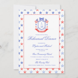 Patriotic Crest w/ US Flags | Rehearsal Dinner Inbjudningar