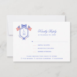 Patriotic Crest with Flags| Monogram Wedding OSA Kort