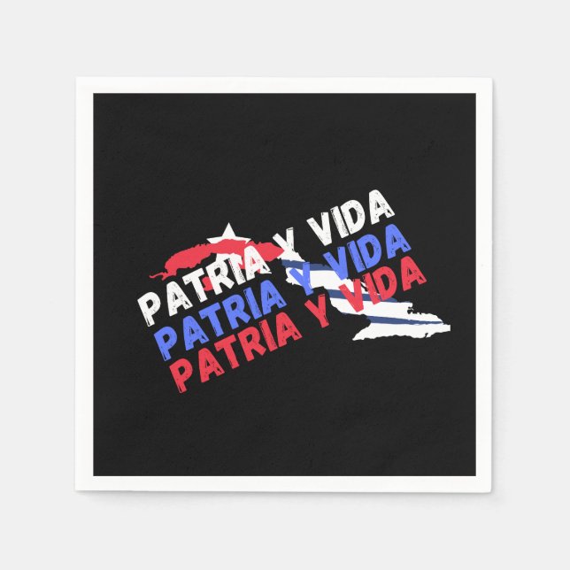 Patriotic Cuba Patria Y Vida Cuban Flagga Pappersservett (Framsidan)