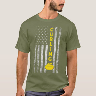 Patriotic Curling United Stater Flagga T Shirt