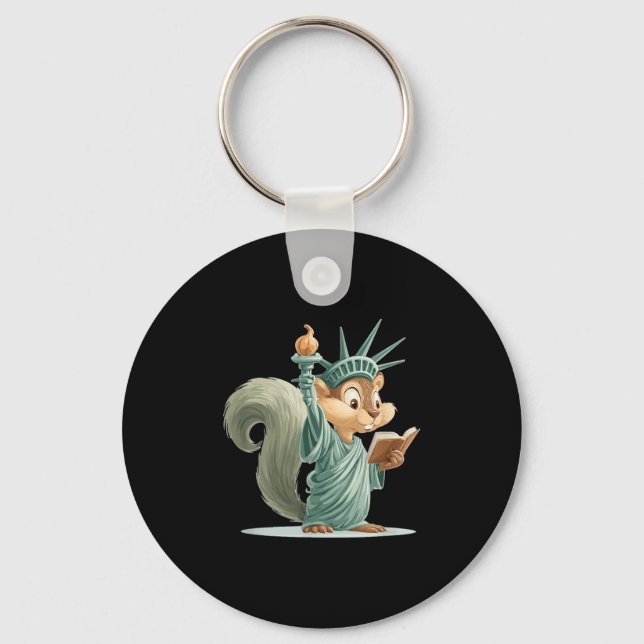 Patriotic Cute Squirrel Costume for Liberty of Sta Nyckelring (Framsida)