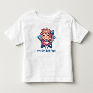 Patriotic Cutie – Baby Bald Eagle with Bow Girls'  T Shirt