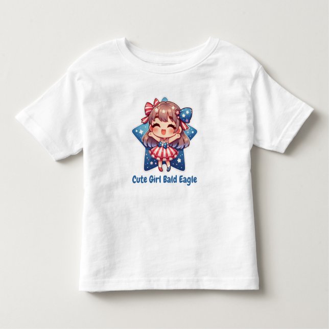 Patriotic Cutie – Baby Bald Eagle with Bow Girls'  T Shirt (Framsida)