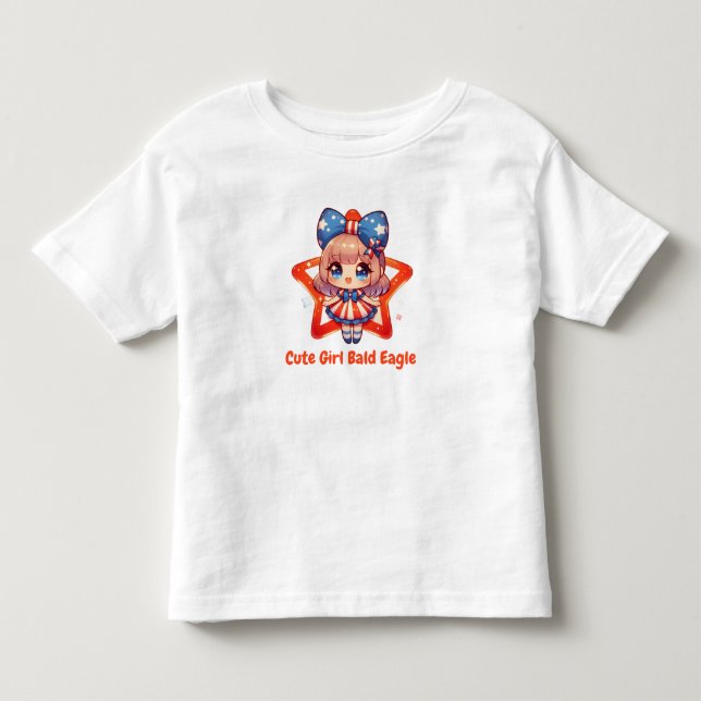 Patriotic Cutie - Baby Örn med Bow Girls' T Shirt (Framsida)