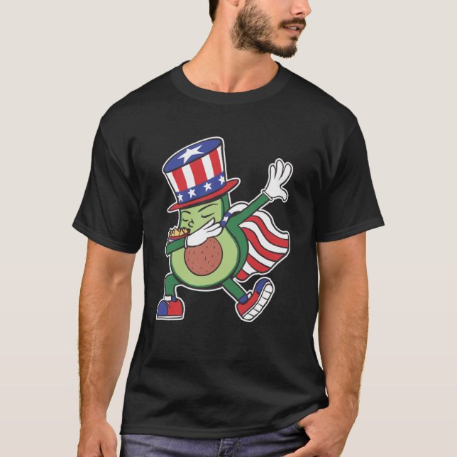 Patriotic Dabbing Avocado Costume 4:e juli Vete T Shirt (Framsida)